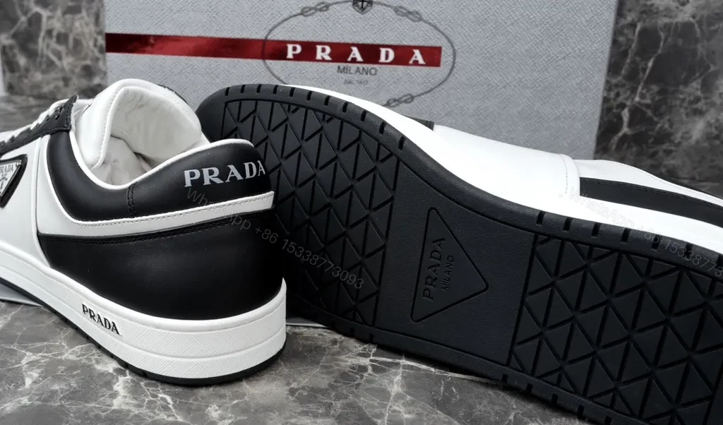 View 6 of Monochrome Prada Leather Sneakers â€“ All-Day Comfort