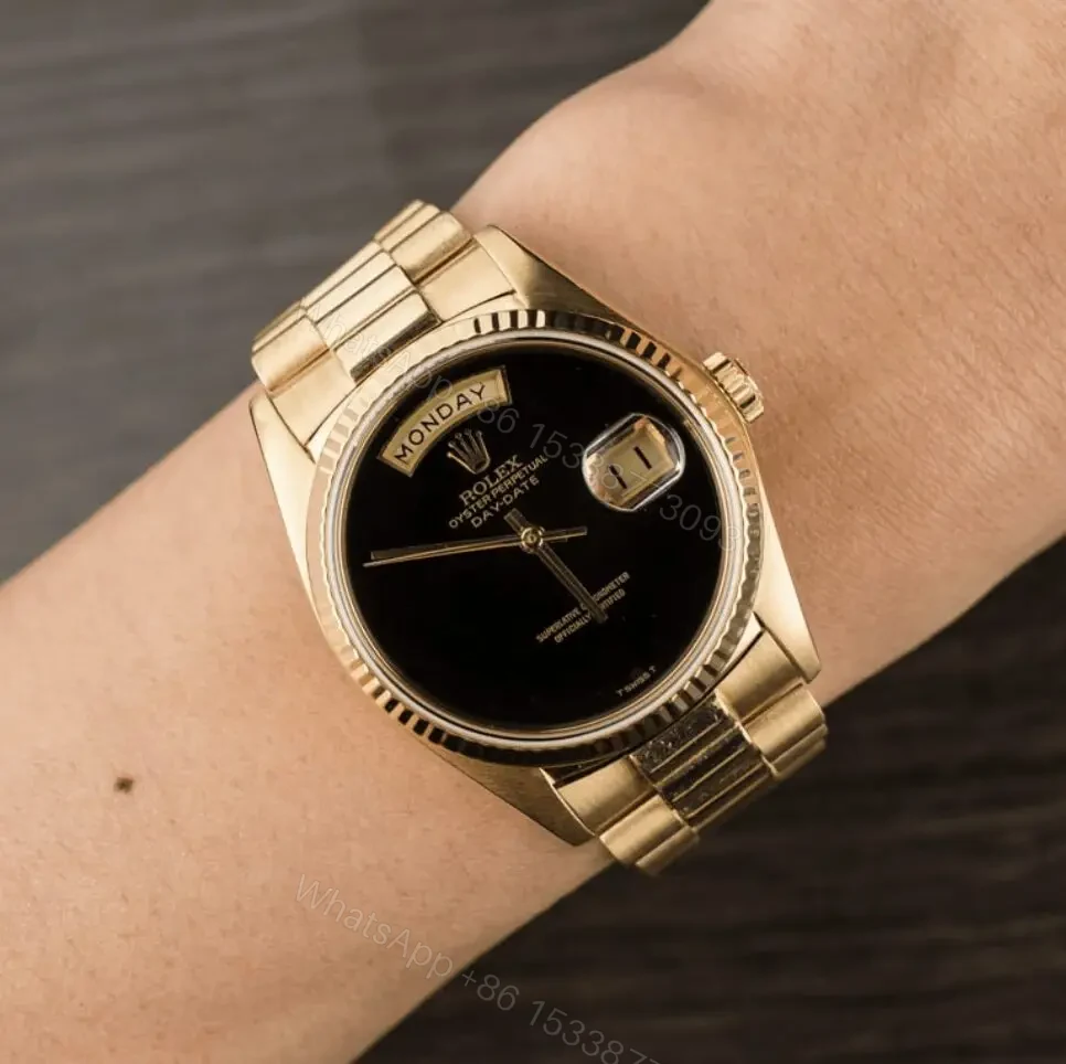 View 10 of Rolex Day Date President Gold Replica – Black Dial
