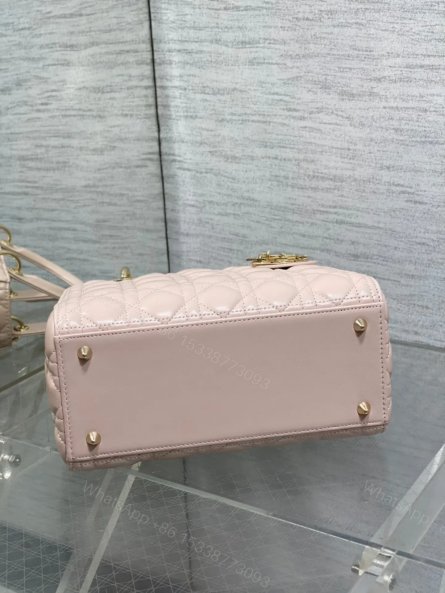 View 6 of DIOR MEDIUM LADY BAG 24 IN PINK CALFSKIN GOLD HARDWARE