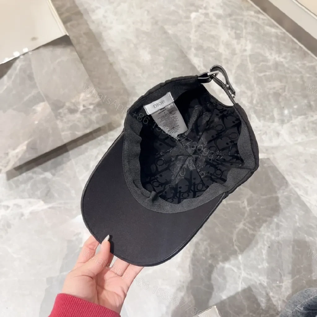 View 3 of Black Cotton Cap with White Script Embroidery, Modern Streetwear Cap