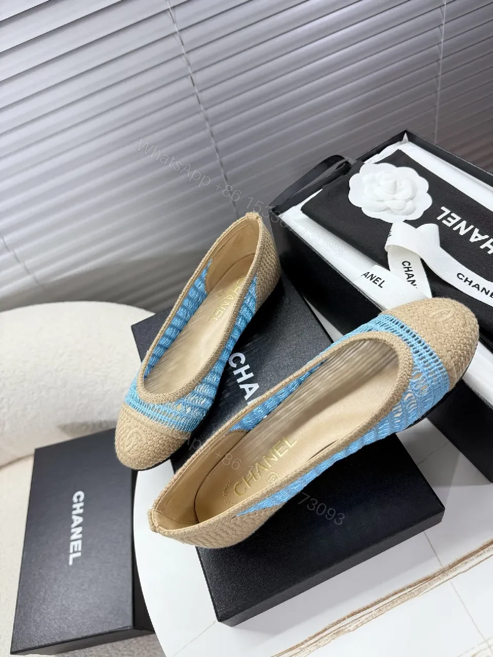 View 9 of Textured Denim Espadrille Flats with Jute Accents, Casual Luxe Flat