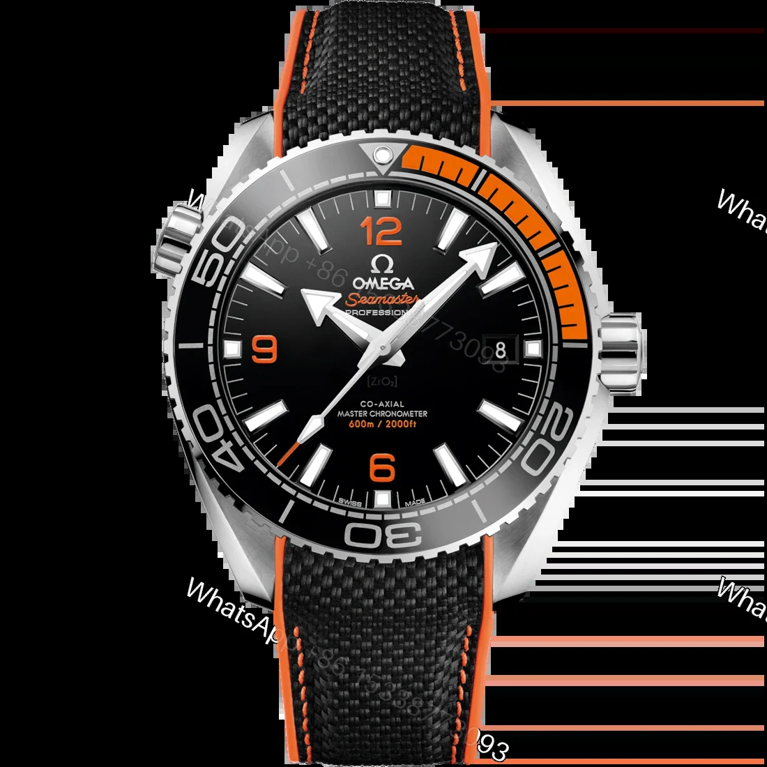 Omega Super Clone Seamaster Planet Ocean 600M 215.30.44.21.01.002 43.5mm Black Ceramic Dial Rubber Strap — view 1