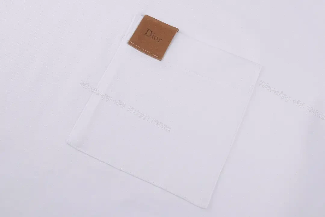 View 5 of White Cotton Casual Tee with Pocket Dior Patch [T-Shirt]