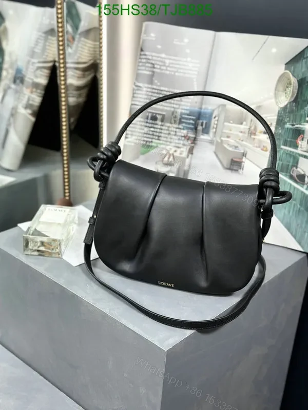 View 21 of Loewe Convertible Leather Shoulder Bag with Dark Khaki Ruched 062138