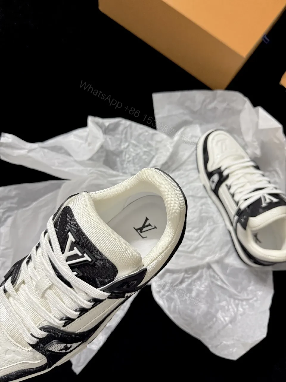 View 5 of Bold Contrast Leather Sneaker with Structured Texture