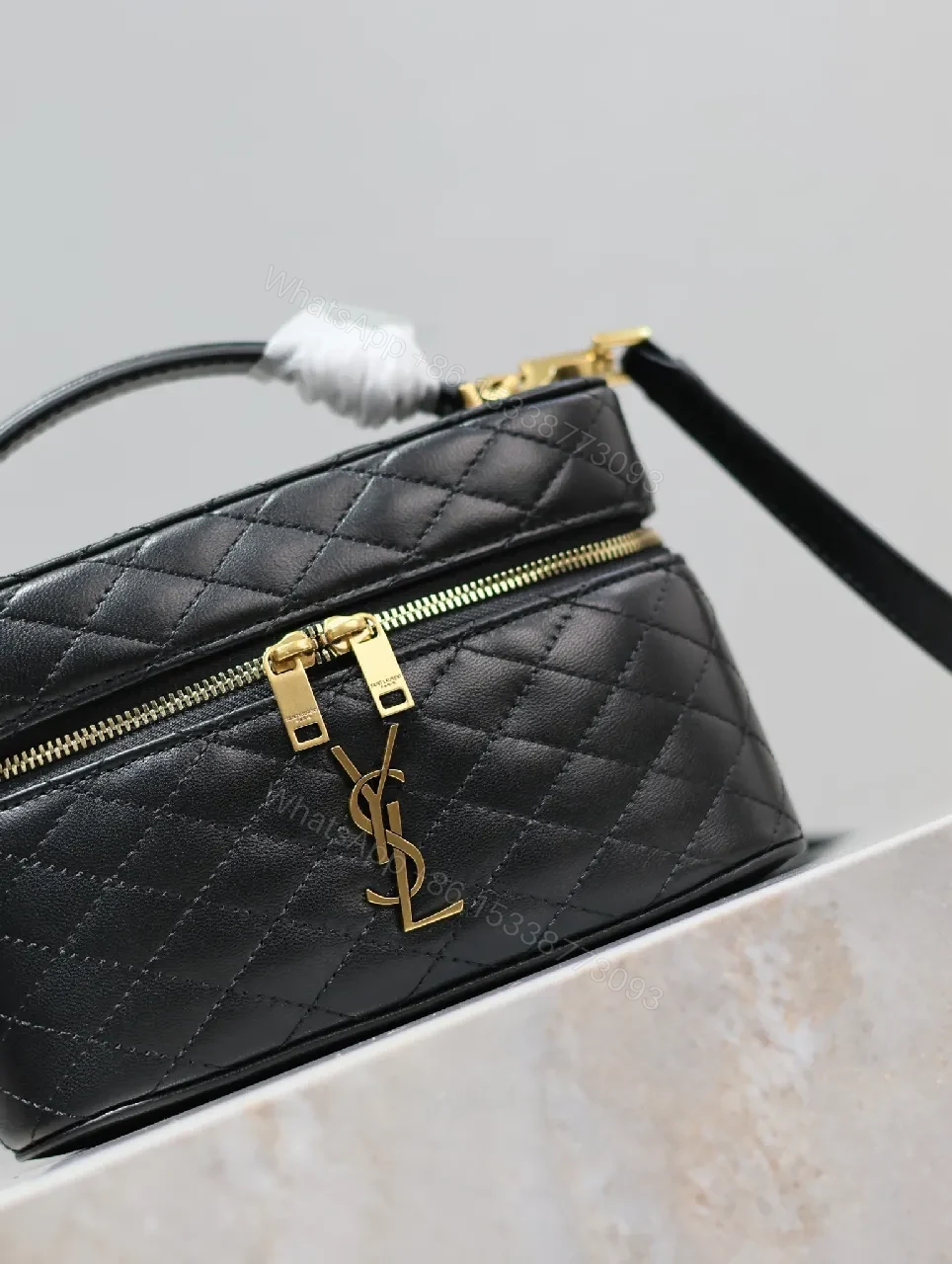 View 7 of Quilted Calfskin Mini Crossbody with Gold Hardware Luxury