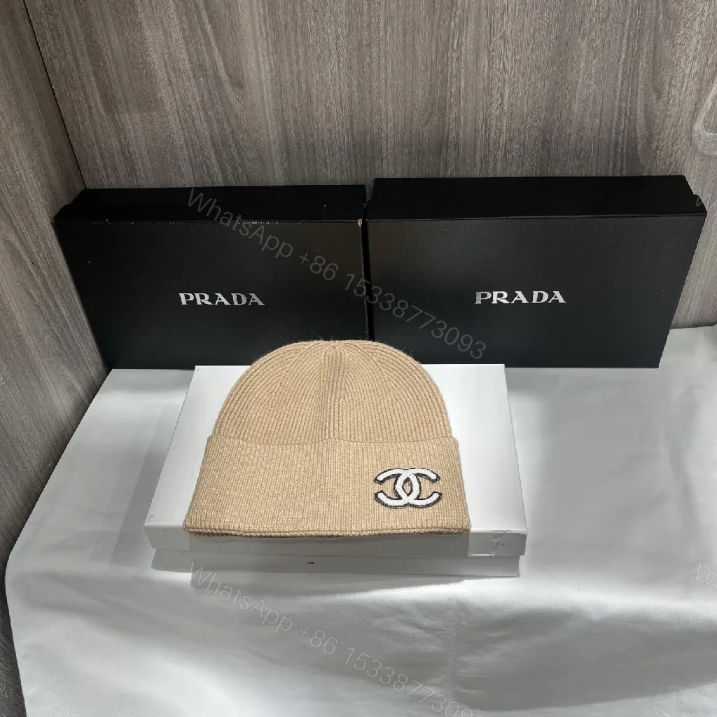 View 7 of Knit Beanie with Double-C Charm: Luxe Everyday Comfort