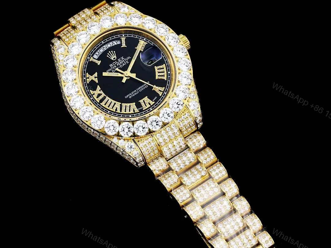 View 5 of Rolex Day-Date Gold Black Iced Replica 42MM RG-ROLEX-DD-GOLD-BLK-ICED-42