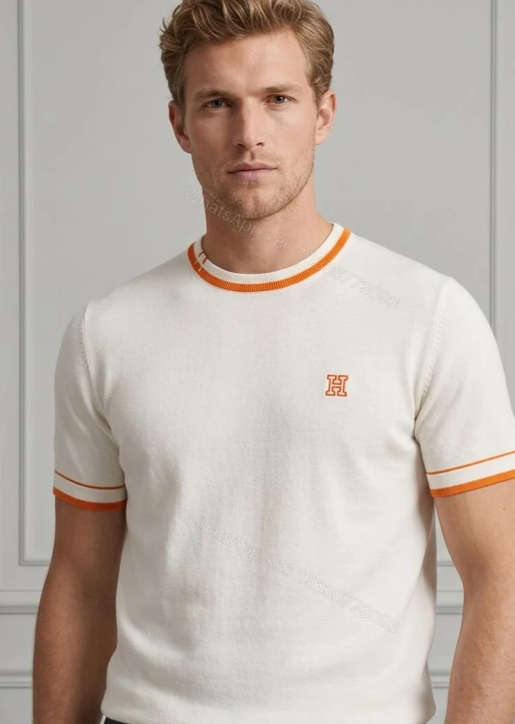 View 11 of FIRST COPY HERMES DESIGNER KNITTED ROUND NECK SUMMER T-SHIRT