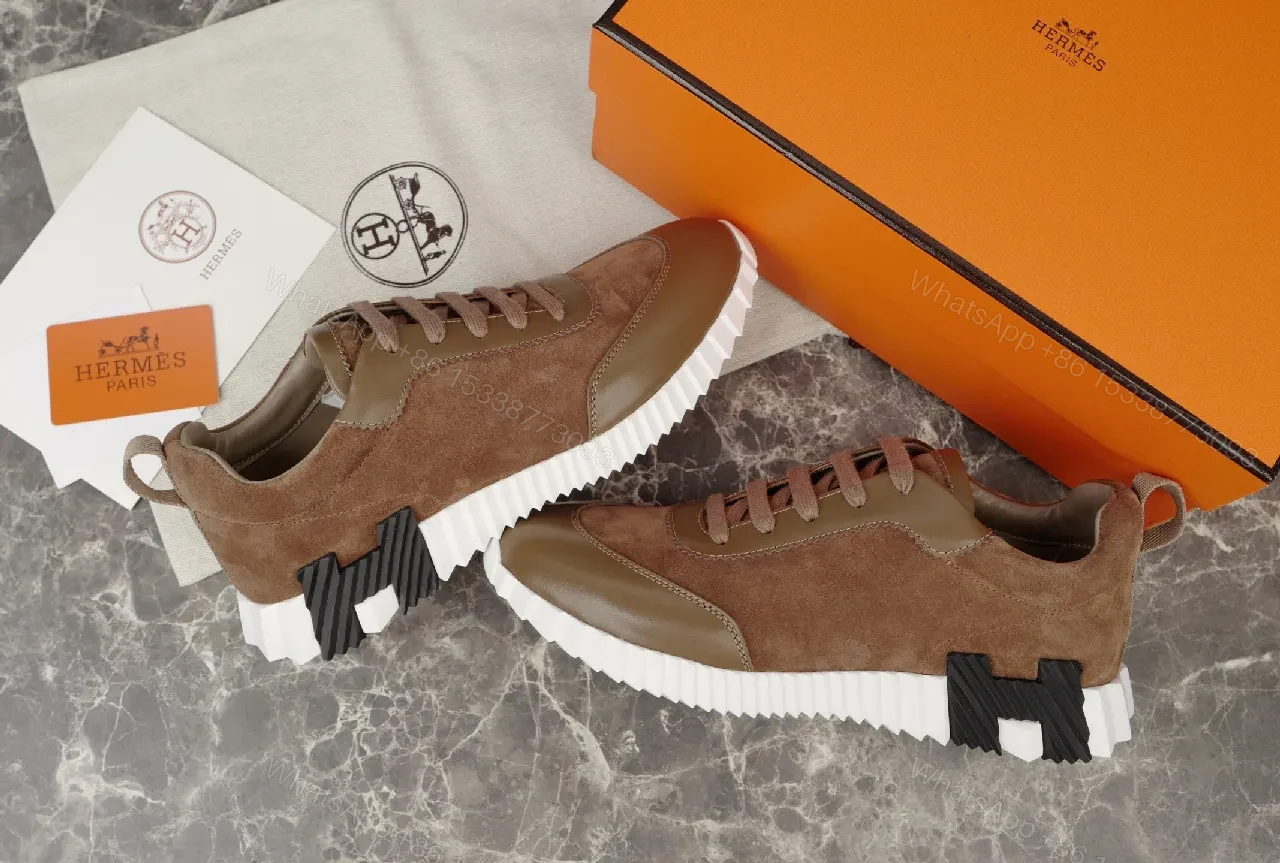 View 7 of Brown Leather & Suede Runner Shoes: Modern Cushioned Comfort