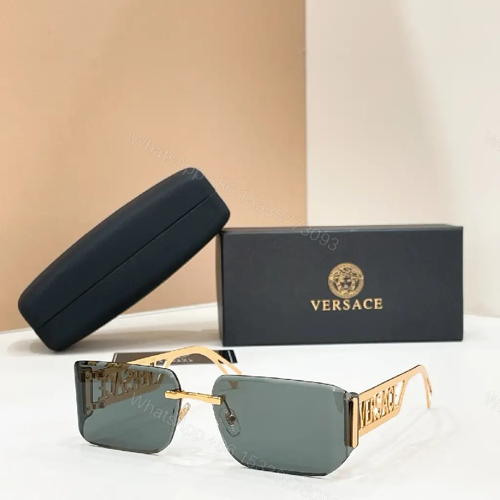 View 10 of Silver-tone Rectangular Shield Sunglasses with Versace Logo