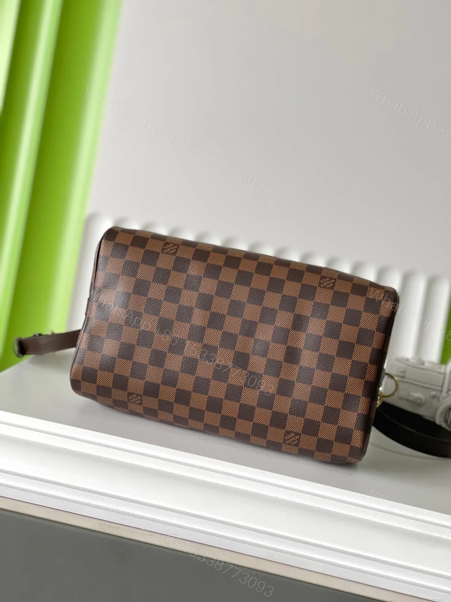 View 5 of LV SPEEDY BANDOLIÈRE 30 IN DARK BROWN DAMIER EBENE CANVAS GOLD LOCK