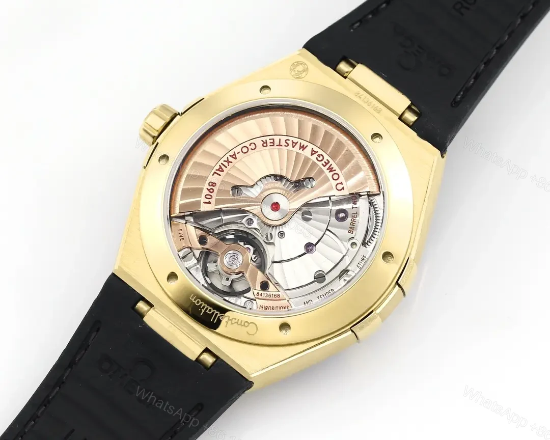 View 8 of Omega Constellation Meteorite Series 5th Generation 41MM Black Dial Gold Tone Watch with Black Leather Strap