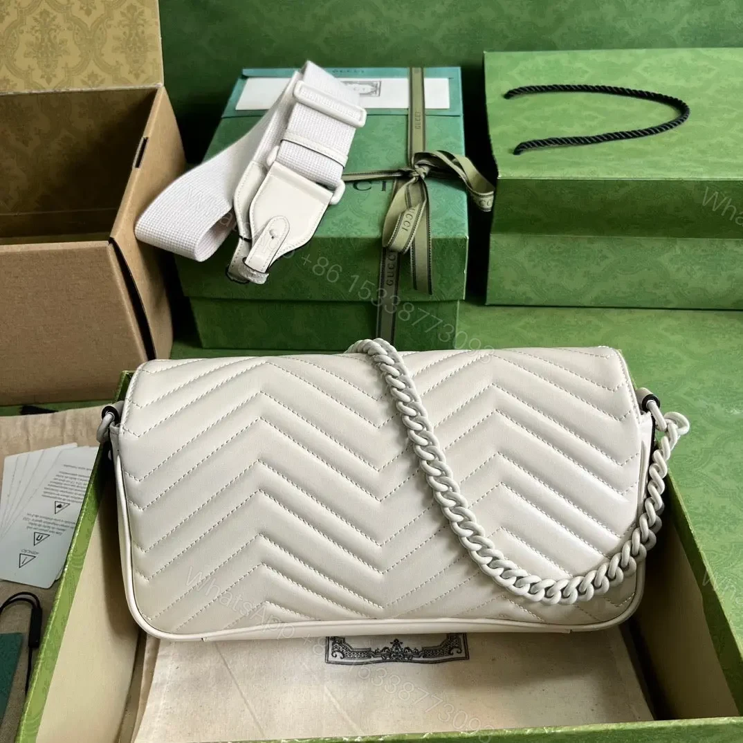 View 2 of GUCCI White Marmont Matelassé Shoulder Bag