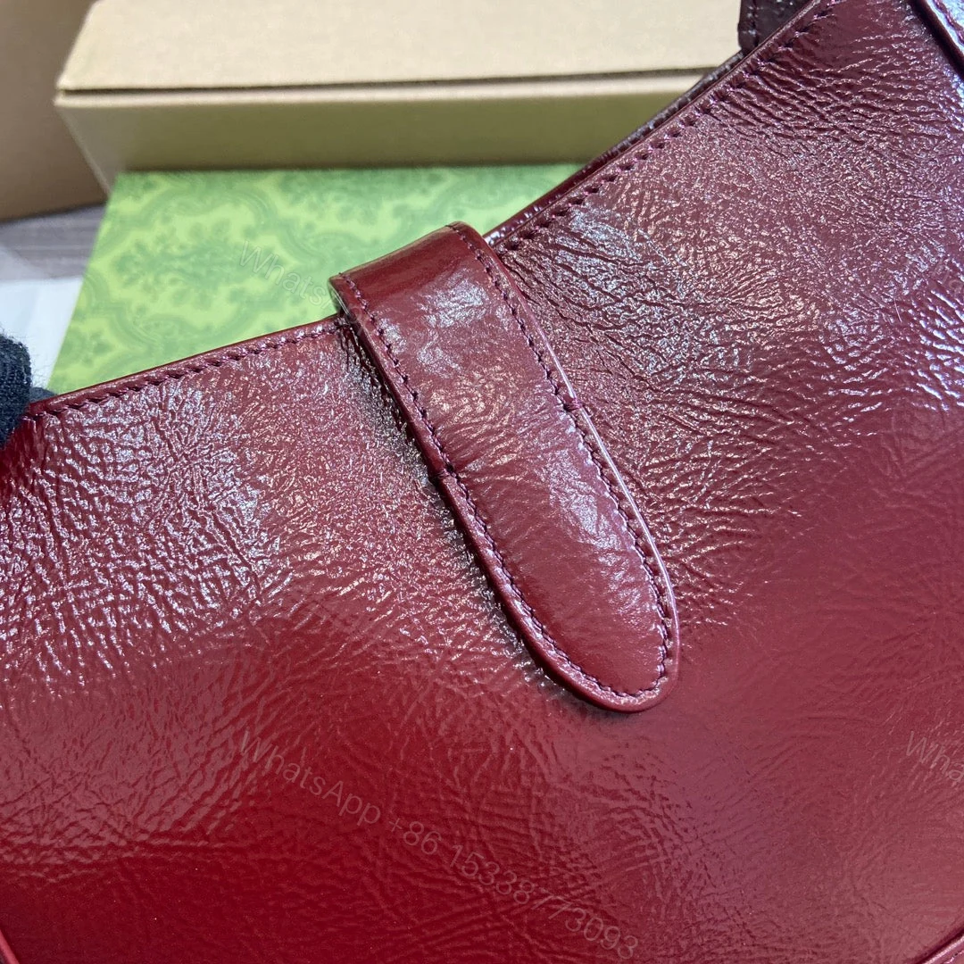 View 9 of JACKIE SMALL SHOULDER BAG 27 IN WINE RED CRACKED LACQUER CALFSKIN GOLD HARDWARE