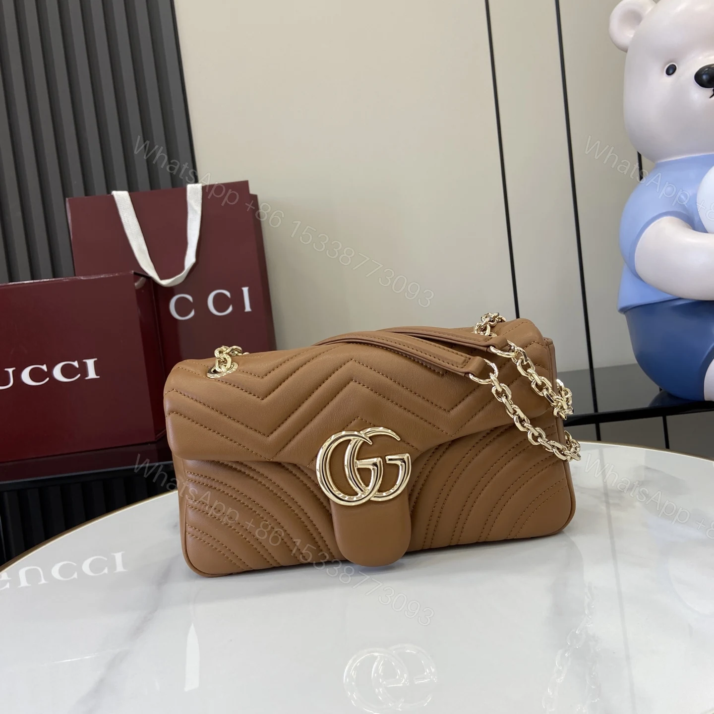Gucci 高仿GG Marmont焦糖斜背包 女用復古設計 — view 1