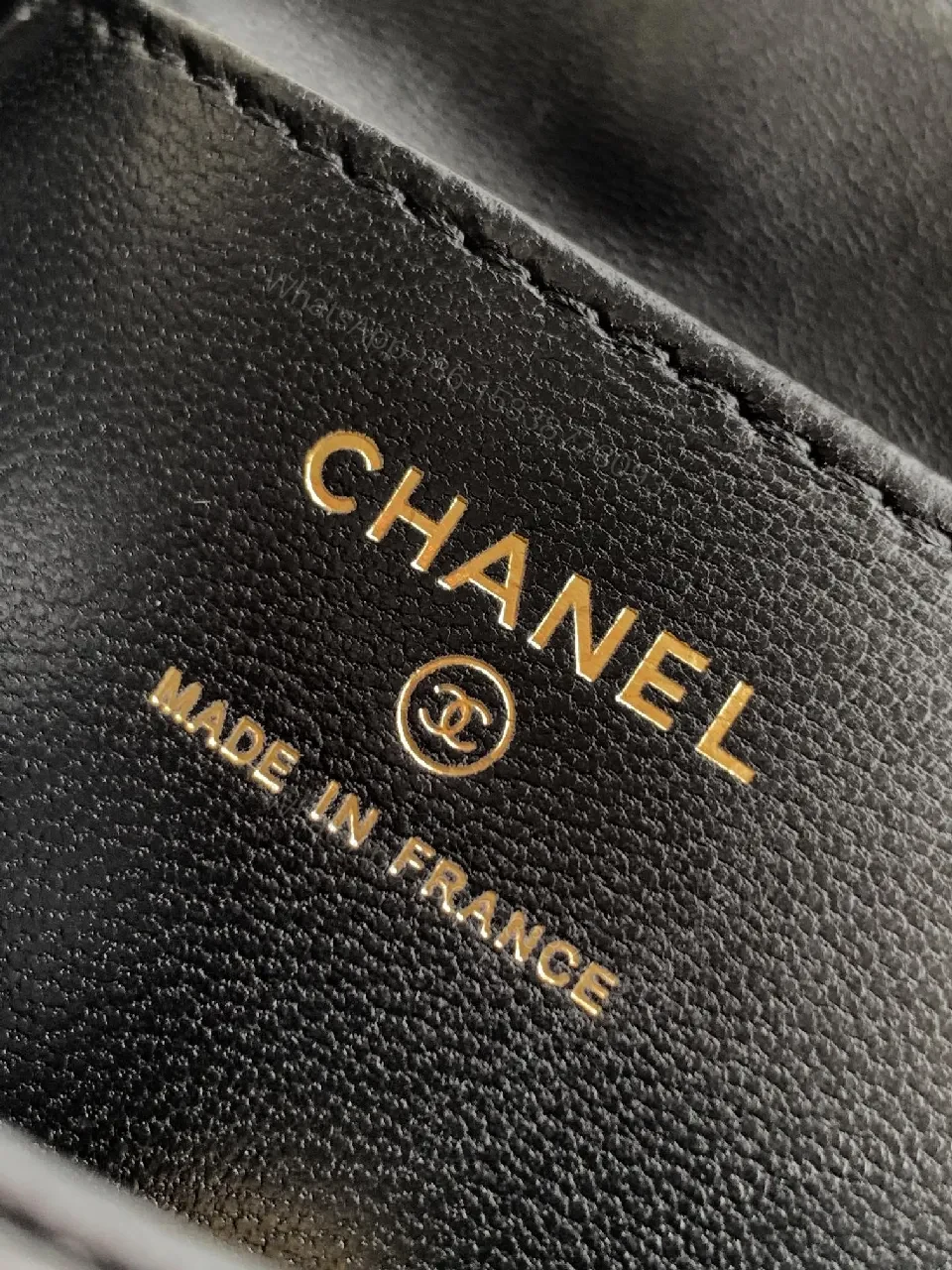 View 4 of Compact Quilted Black Camera Bag with Gold Hardware