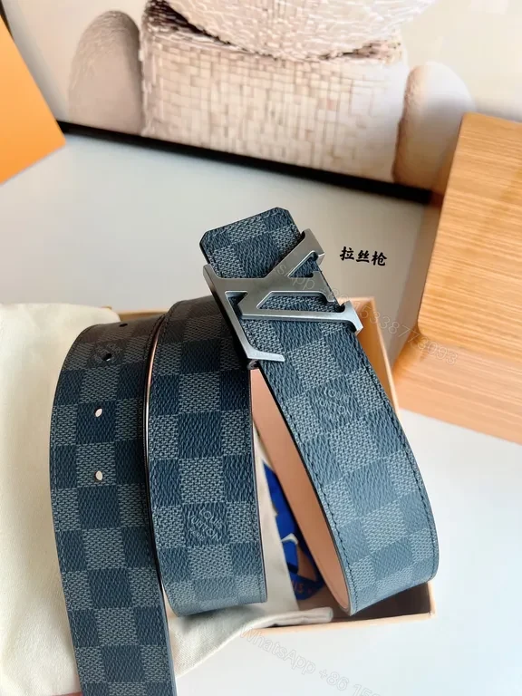 View 4 of Damier Canvas Belt with LV Buckle â€” Signature Luxury Accessory