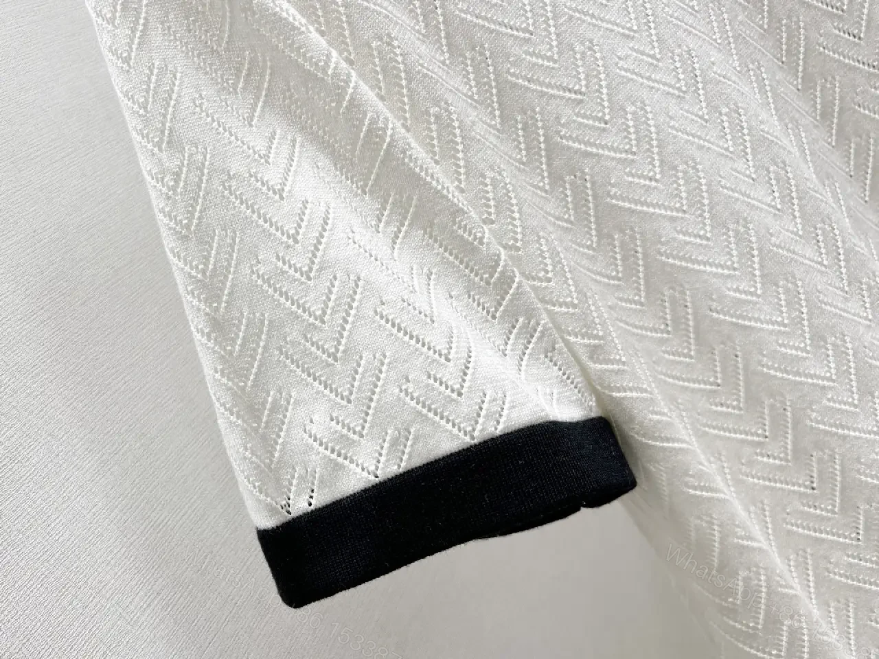 View 7 of White Knit Polo Cotton Classic Louis Vuitton Logo Polo Shirt