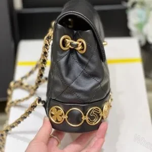 View 7 of Chanel Charm Backpack Replica 11 Black Smooth Leather 18x18x8cm