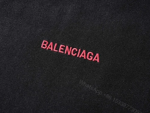View 4 of Balenciaga Clothes Logo Embroidered Washed Distressed T-shirt Black/Blue