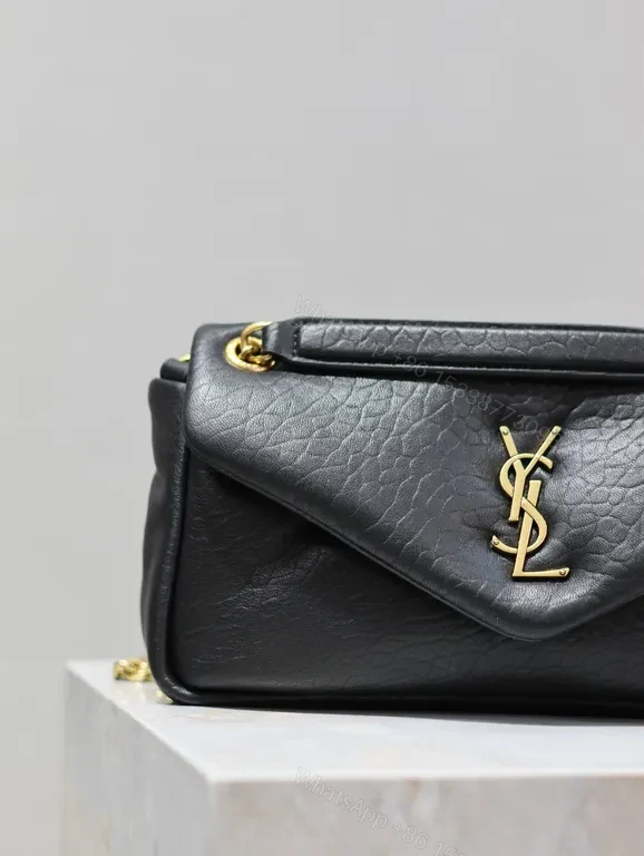 View 7 of Chic Black YSL Envelope Bag with Gold Hardware - Luxury Everyday