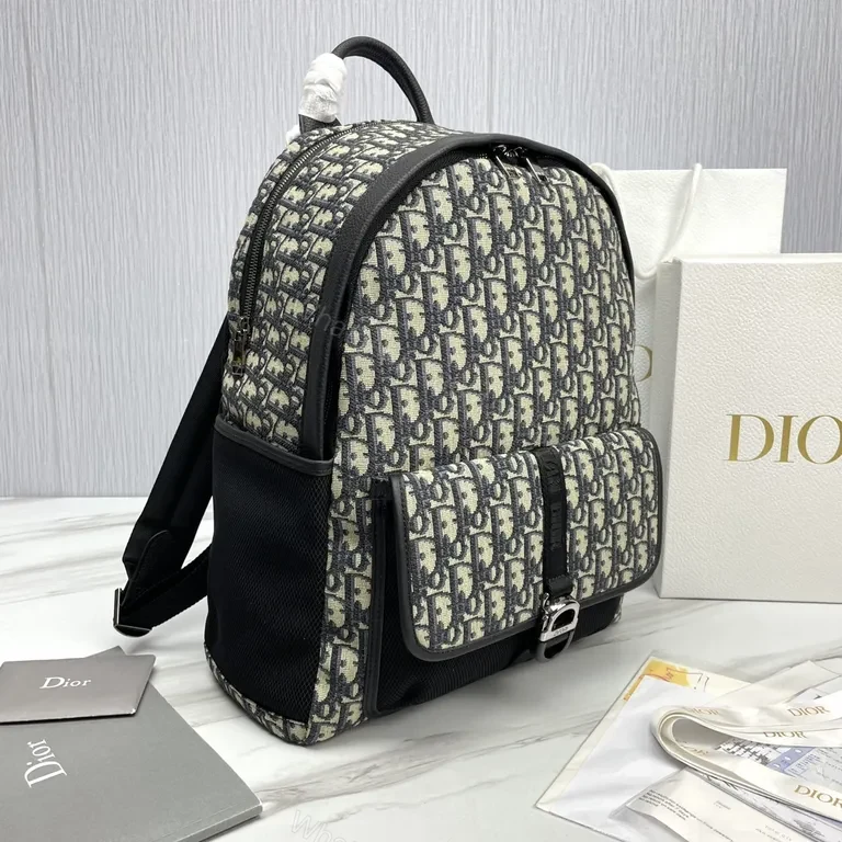 View 4 of Dark Oblique-Pattern Nylon Backpack: Luxe Everyday Utility