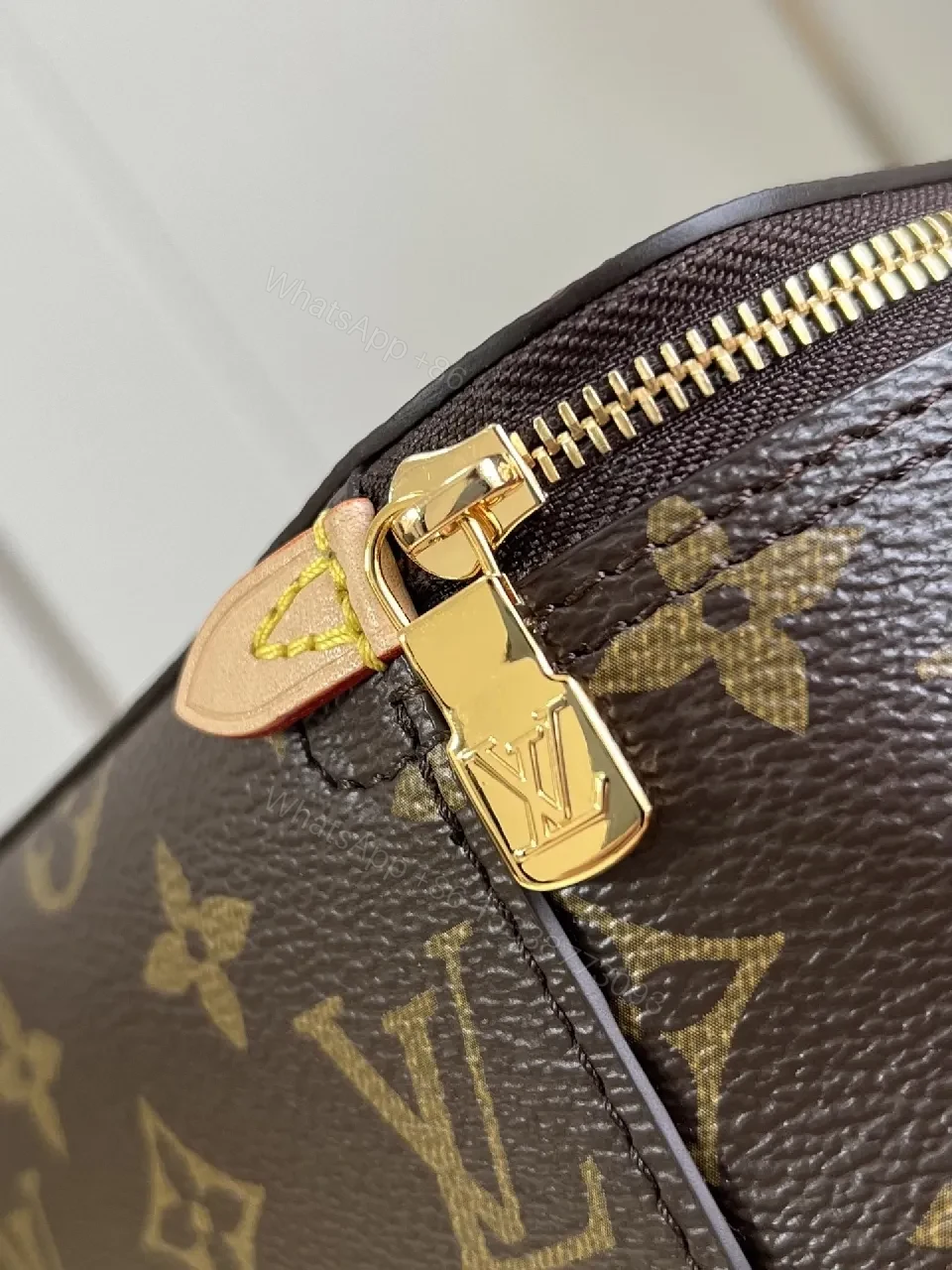 View 5 of Brown Monogram Canvas Compact Pouch with Gold Hardware Clutch