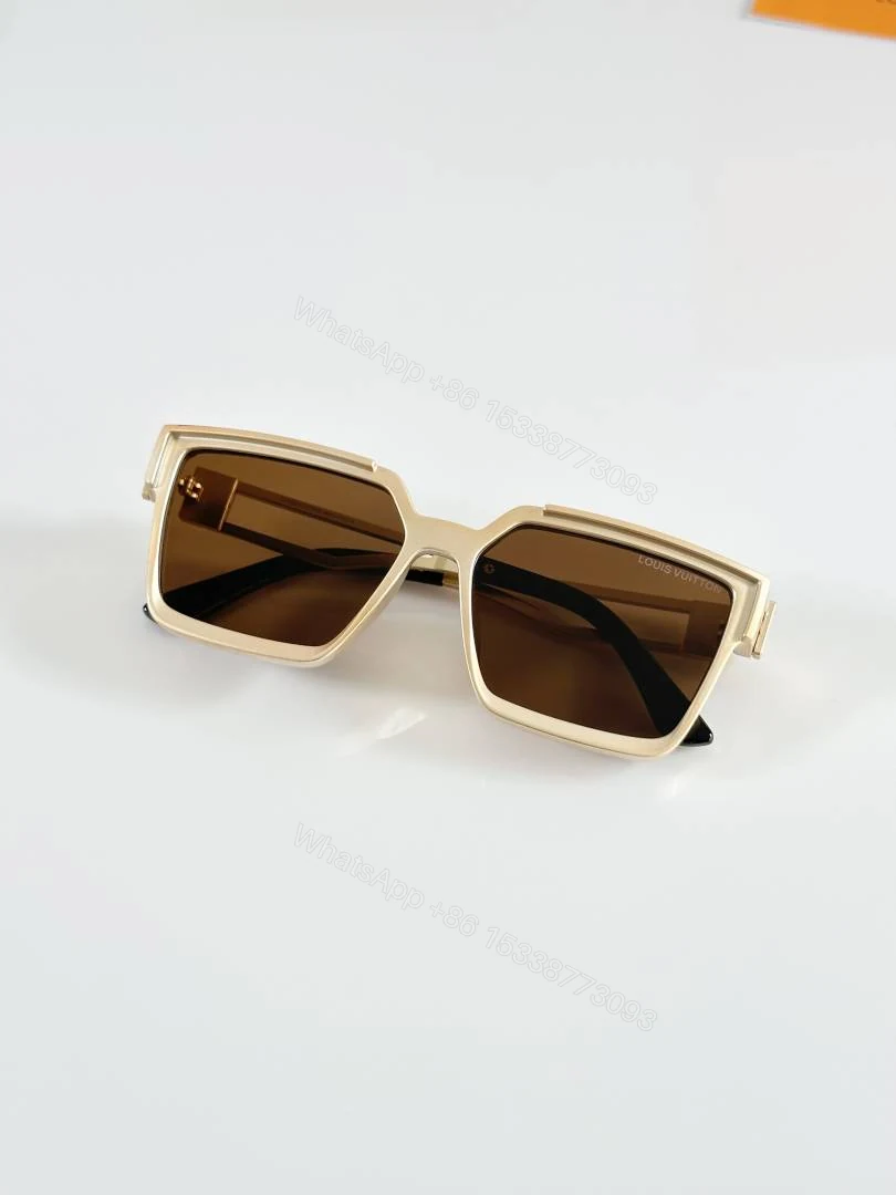 View 3 of First Copy Louis Vuitton White Square Frame Brown Lens Men’s Sunglasses