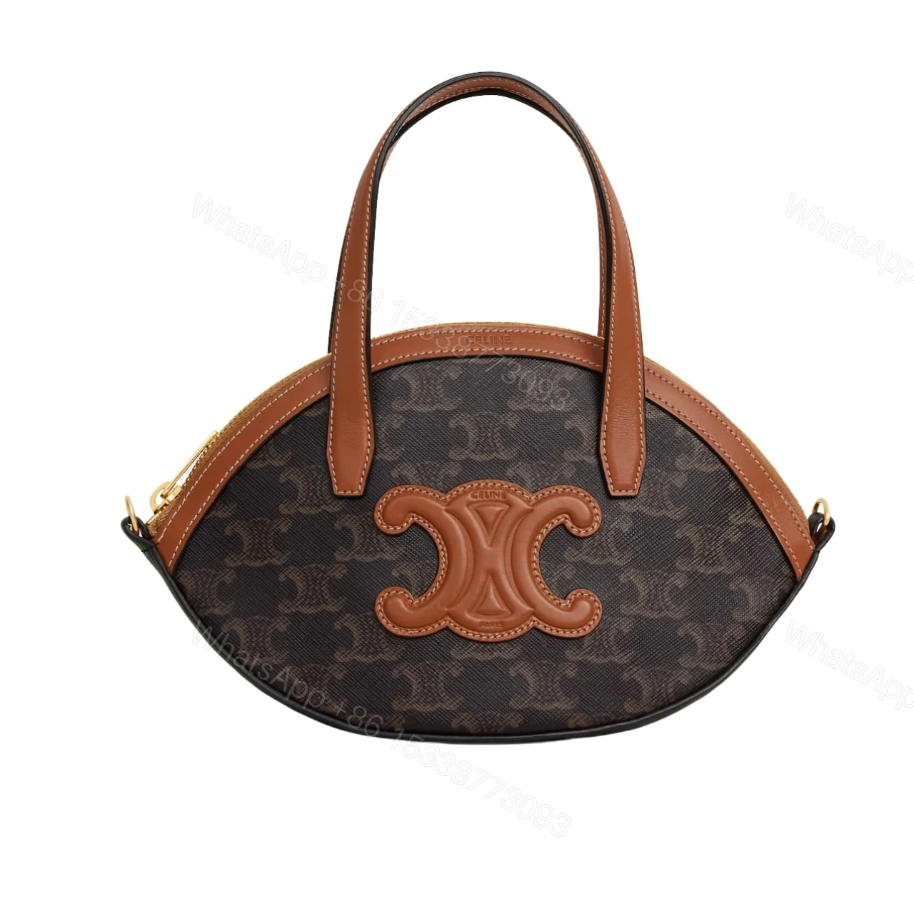 CELINE OAL BAG IN TRIOMPHE CANVAS TAN 24CM 122262BZJ 04LU — view 1