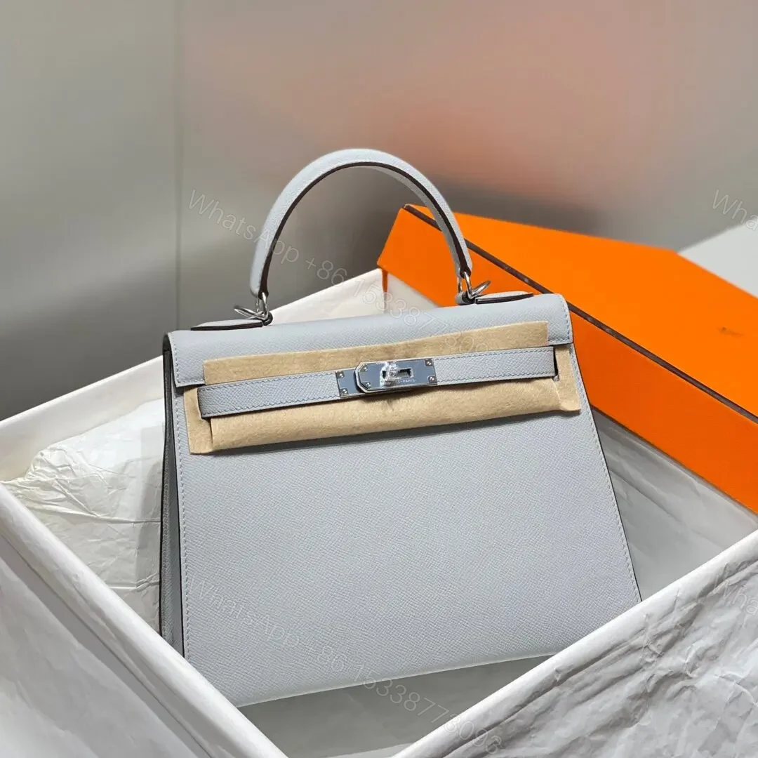 HN 28CM IN GRIS PERLE EPSOM CALFSKIN PALLADIUM HARDWARE — view 1