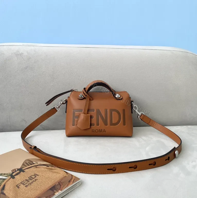 Tan Leather Crossbody: Signature Fendi Logo, Compact & Durable — view 1