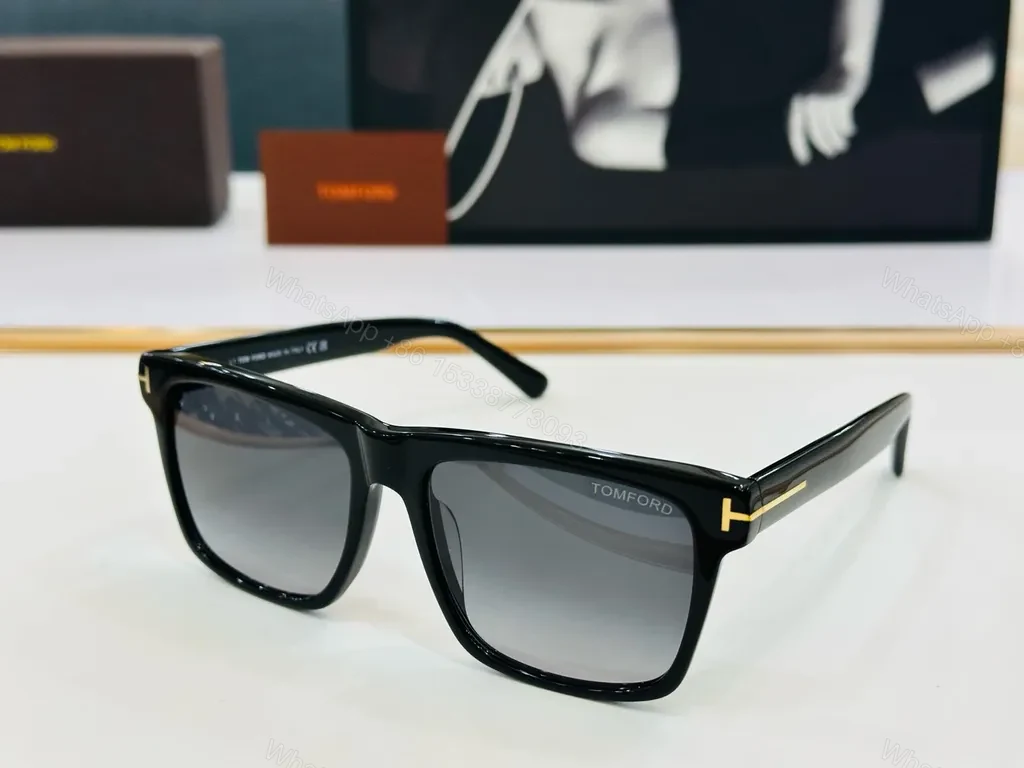 View 6 of Bold Black Sunglasses with Gold Accents - Luxury Tom Ford-Inspired Eyewear