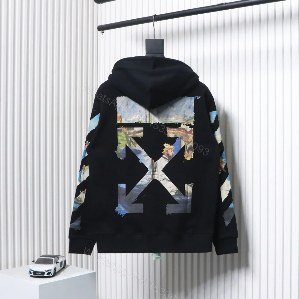 Off-White Oil Painting Printed Black Zipper Hoodie — view 1