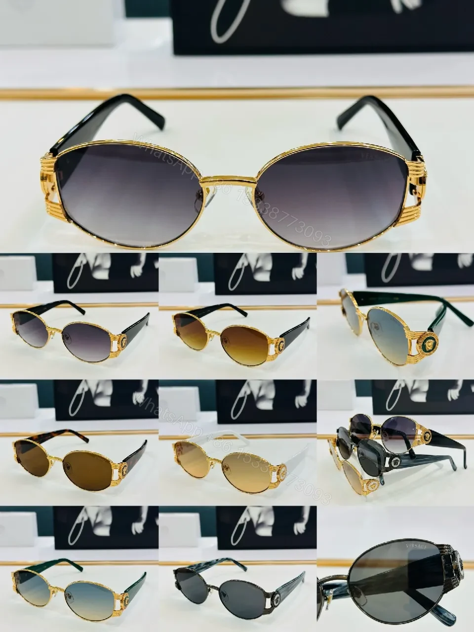 View 5 of Round Shield Sunglasses: Black Metal, Luxe Vintage, UV Protection