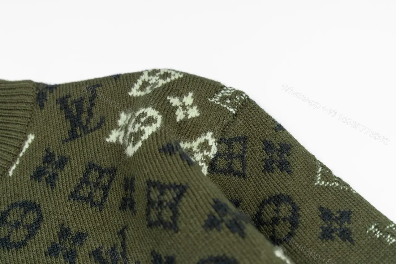 View 6 of Olive Monogram Knit: Rich Texture, Subtle Luxury Knitwear