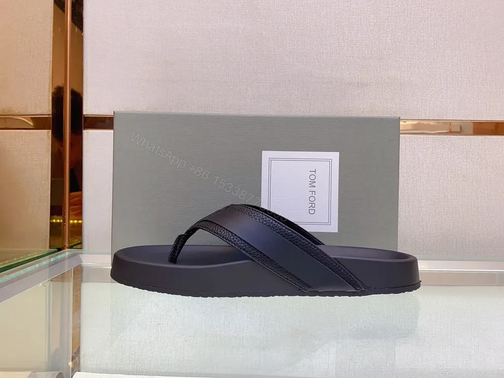 View 6 of Sleek Black Leather Sandal with Gold Buckle - All-Day Comfort