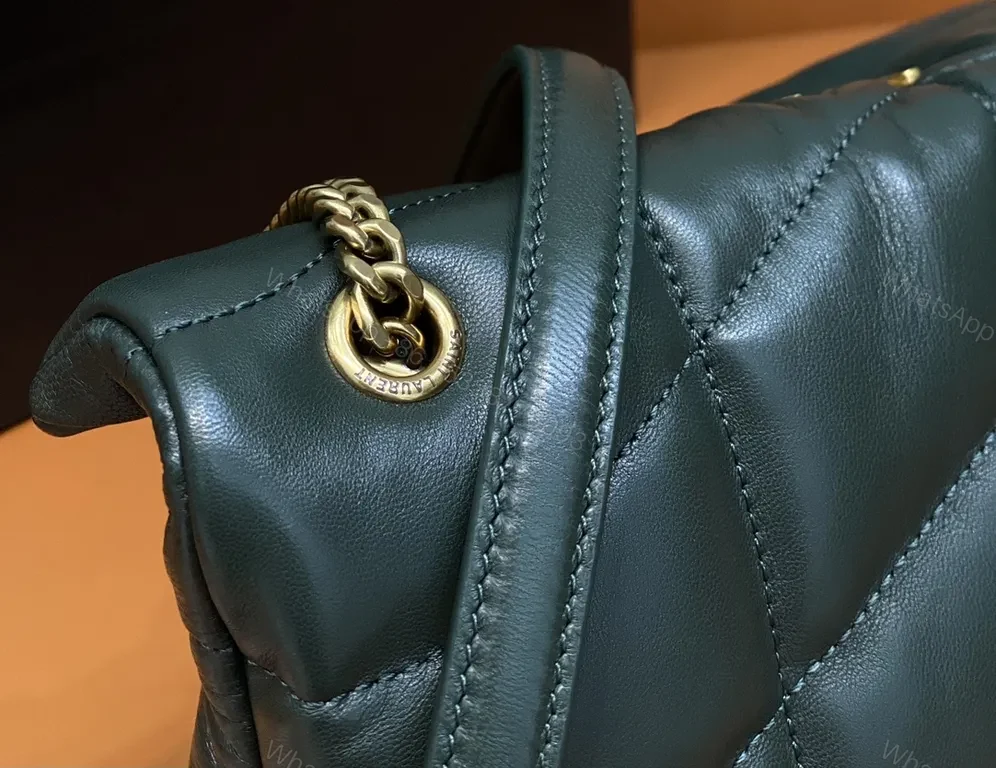 View 5 of Quilted Calfskin Envelope Crossbody with YSL Gold Logo