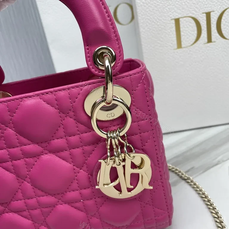 View 6 of Compact Pink Quilted Dior Handbag: Bold All-Day Chic