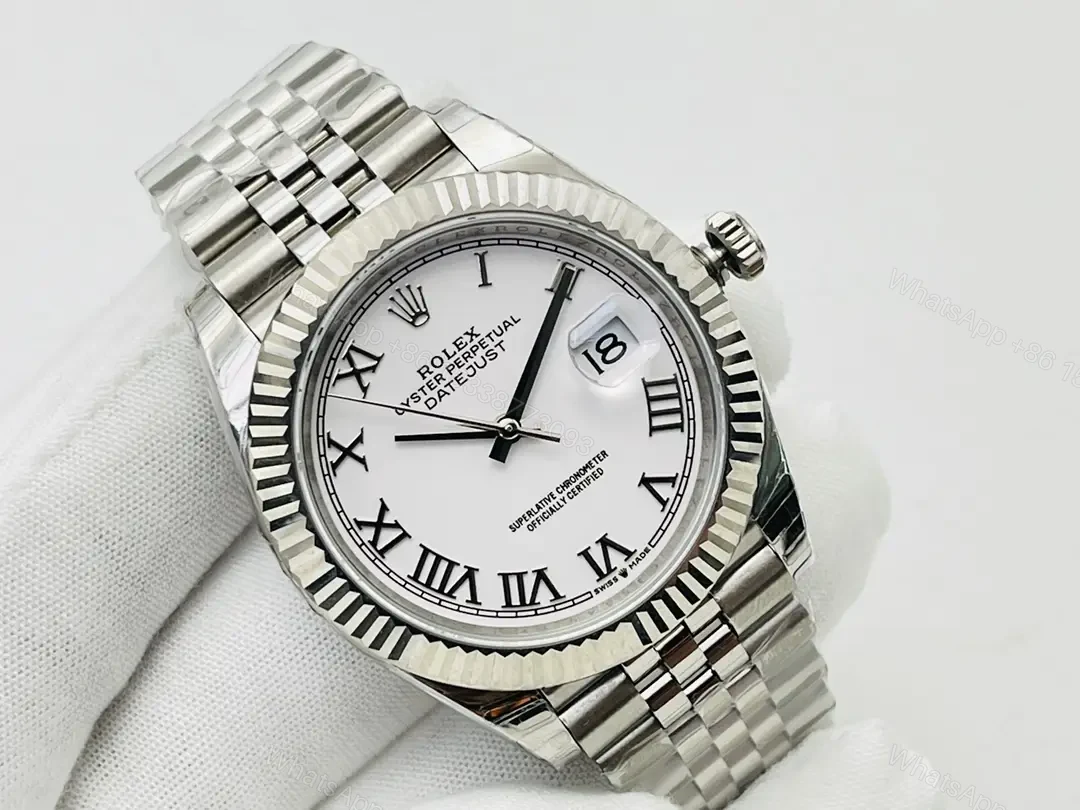 View 2 of Rolex Datejust 36 Stainless Steel Fluted Jubilee White Roman Dial 116234-0089