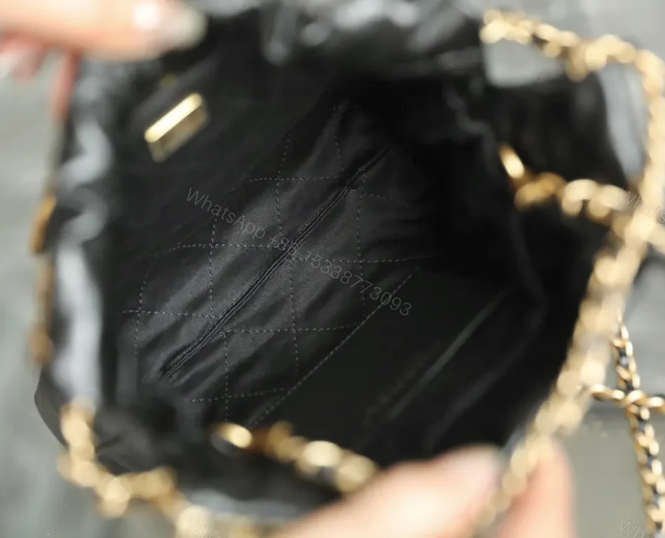 View 5 of Chanel-Inspired Black Leather Crossbody: Luxe Chain Detail