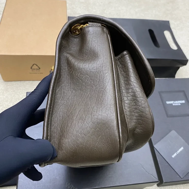 View 2 of Chic Palm-Texture Crossbody Purse with Gold Chain Effortless Luxury