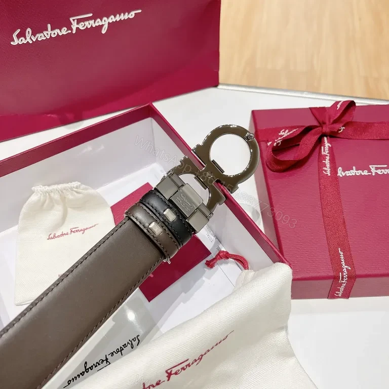 View 2 of Iconic Gancini Belt â€” Italian Calf Leather, Gunmetal Buckle, Black Style