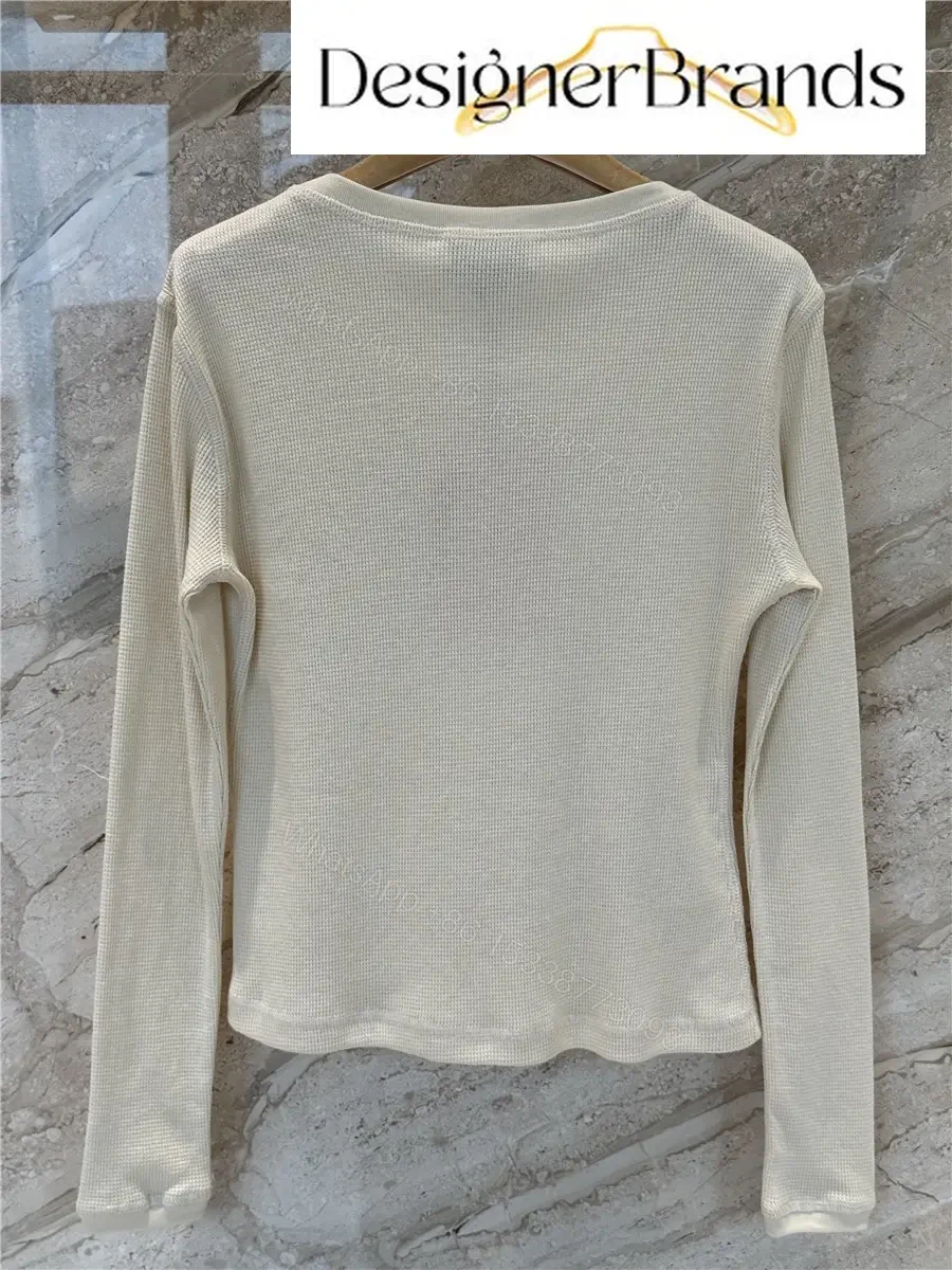View 8 of Miu Miu Beige Waffle-Knit Cotton Long-Sleeve T-Shirt