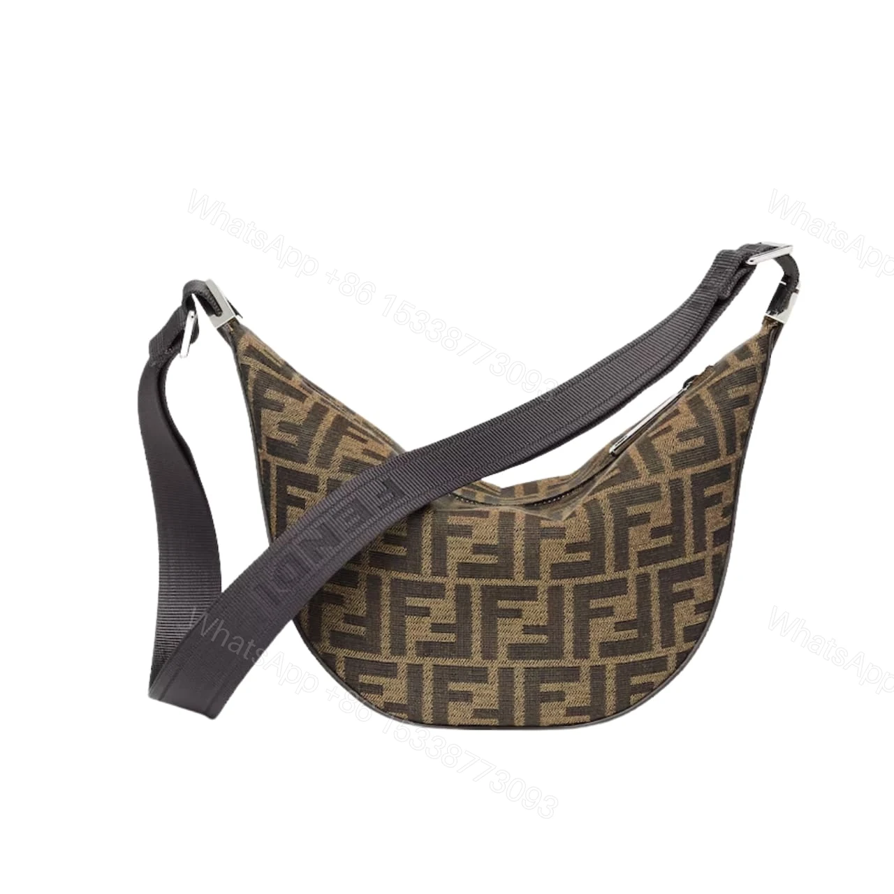 FENDI FF JACQUARD MELON SMALL BROWN 24CM 7VA635ASIQF19KW — view 1
