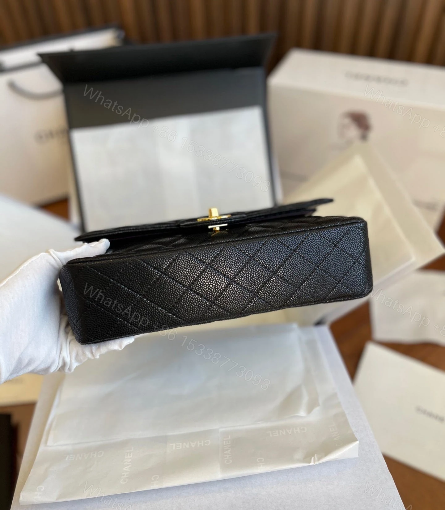 View 7 of CHANEL CLASSIC FLAP QUILTED BLACK BAG PURSE