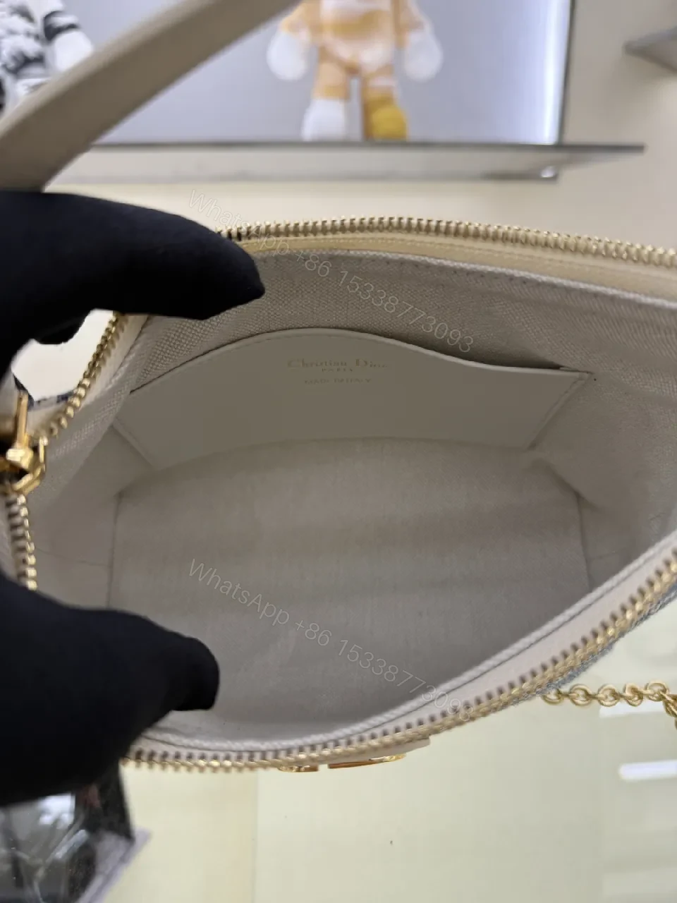 View 6 of Textured Print Shoulder Bag with Gold Hardware - Luxe Everyday Style