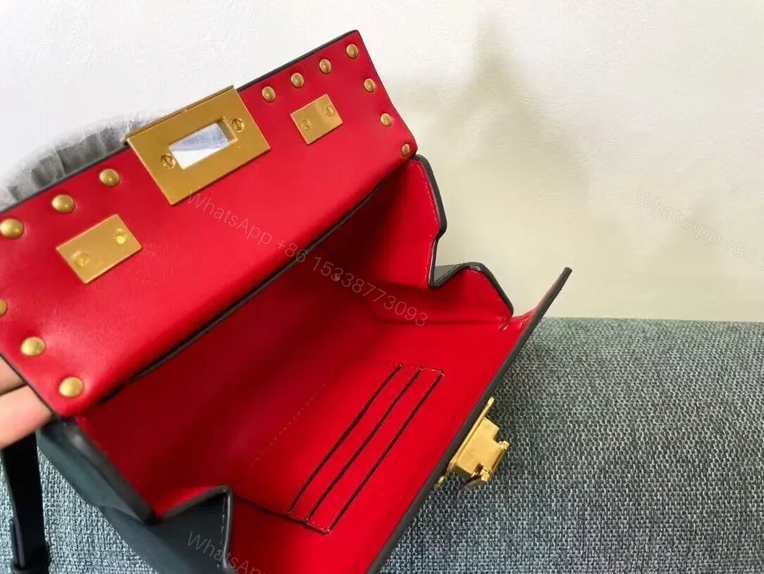 View 4 of Black Leather Rockstud Mini Bag: Structured Luxury Bag
