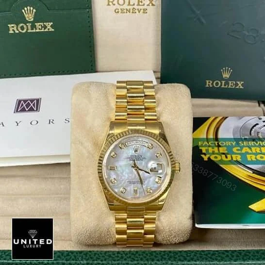 View 5 of Rolex Day-Date 128238 Yellow Gold Mother Of Pearl Dial Replica