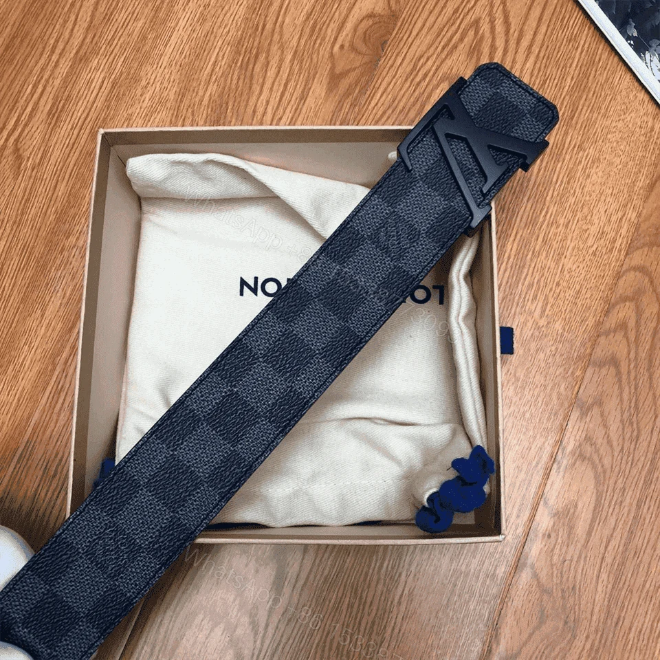 View 5 of LOUIS VUITTON BELT INITIALES DAMIER GRAPHITE BLACK GREY – B30
